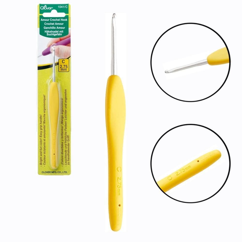 Agulha para Crochê Clover Amour 2.75mm - Amarelo, 14cm