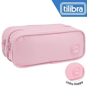 Estojo Duplo Tilibra Escolar Juvenil Grande Happy