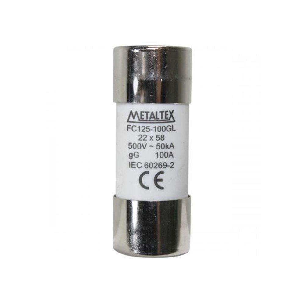 Fusível Cartucho 22X58Mm 100 Amperes Modelo Fc Metaltex