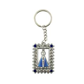 Chaveiro Nossa Senhora Aparecida Aura Retangular Prateada Ou
