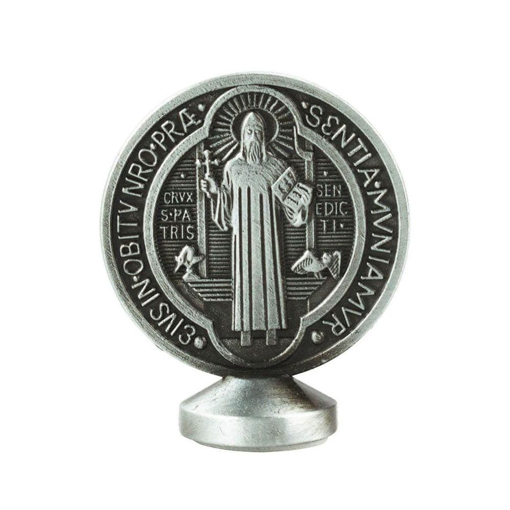 Medalhão São Bento Dourado Ou Prateado Metal Uso Carro 5.5Cm