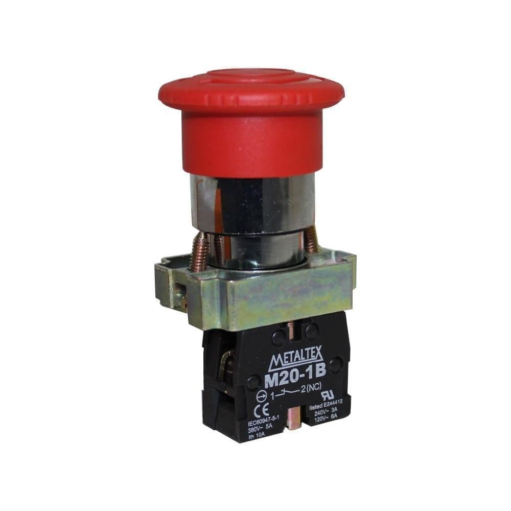 Botão Metálico Cogumelo 40Mm Vermelho M20Ak Metaltex