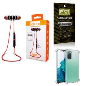 Kit Capa Samsung S20 Fe + Fone Esportivo E Película De Vidro