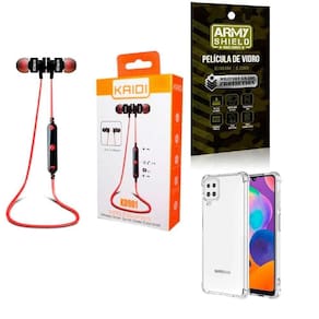 Kit Capa Samsung A22 4G + Fone Esportivo E Película De Vidro