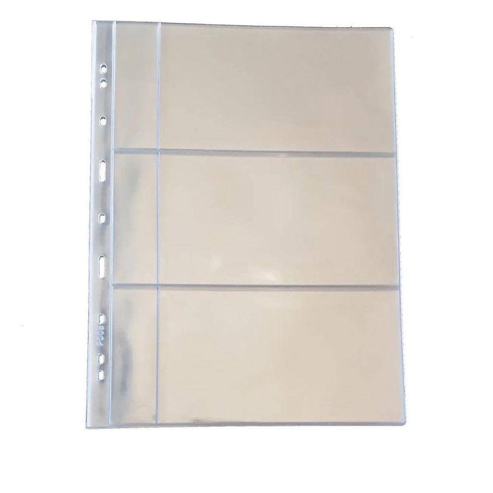 Kit 10 Folhas Acetado 3 Divisões C/Porta Etiqueta 32X24Cm