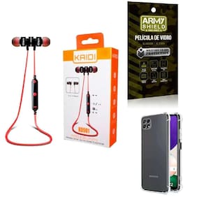 Kit Capa Samsung A22 5G + Fone Esportivo E Película De Vidro