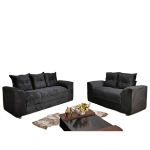 Conjunto De Sofá De 2 E 3 Lugares Porto Preto Suede Resistente