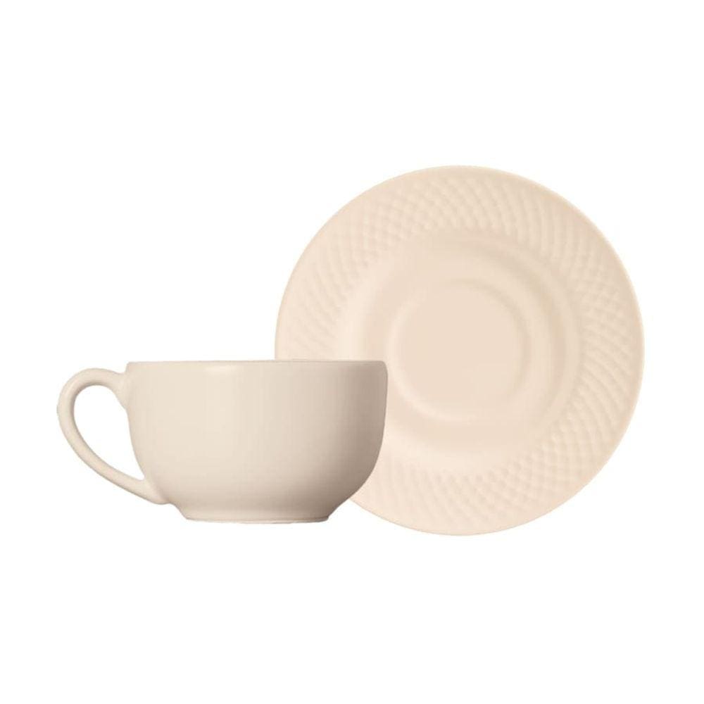 Conjunto com 6 Xícaras de Chá com Pires Salmon Acetinado 250ml