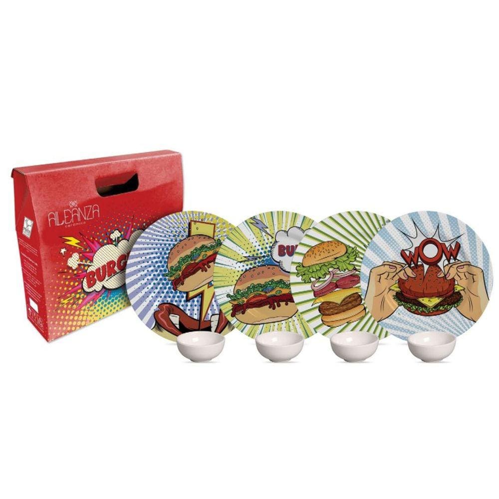 Kit Sobremesa Burguer Alleanza Colecionável 8 Pçs