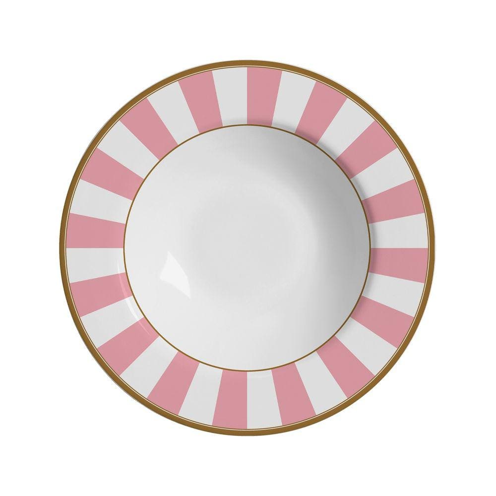 Conjunto com 6 Pratos Fundo Stripe Rosa Ø25cm