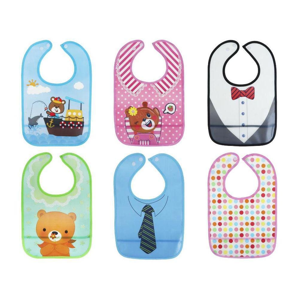 Kit Babador Impermeável Bebê Com Bolso Ajustável 3 Unidades