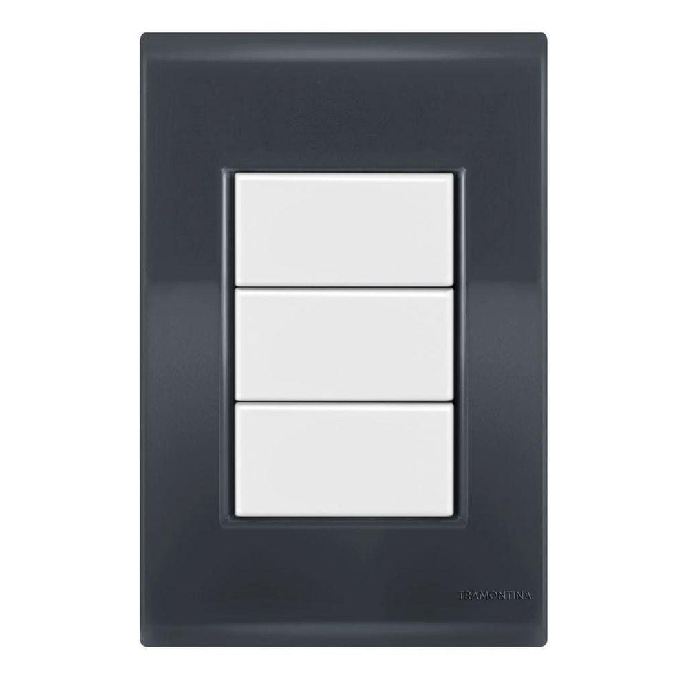 Placa Cega 4X2 - Tramontina Liz Grafite / Branco - Tlgb035