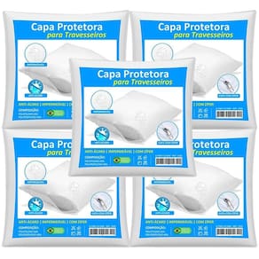 Kit 5 Capas Travesseiro Impermeável 50x70cm Branca