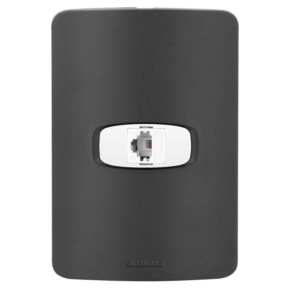 Conjunto 1 Tomada Telefone Rj11 - Gracia Black Maxx / Branco