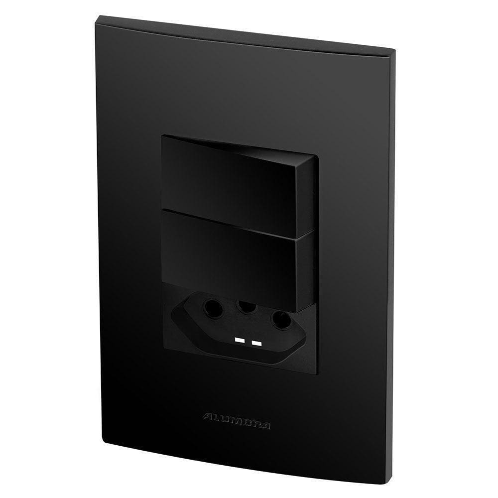Conjunto 2 Paralelos + 1 Tomada 10A - Inova Preto Fosco