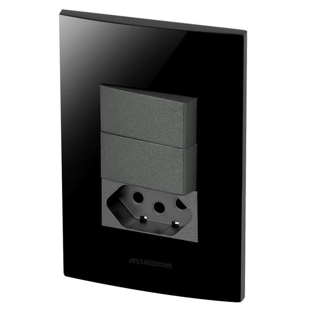 Conjunto 2 Paralelos + 1 Tomada 10A - Inova Black / Grafite