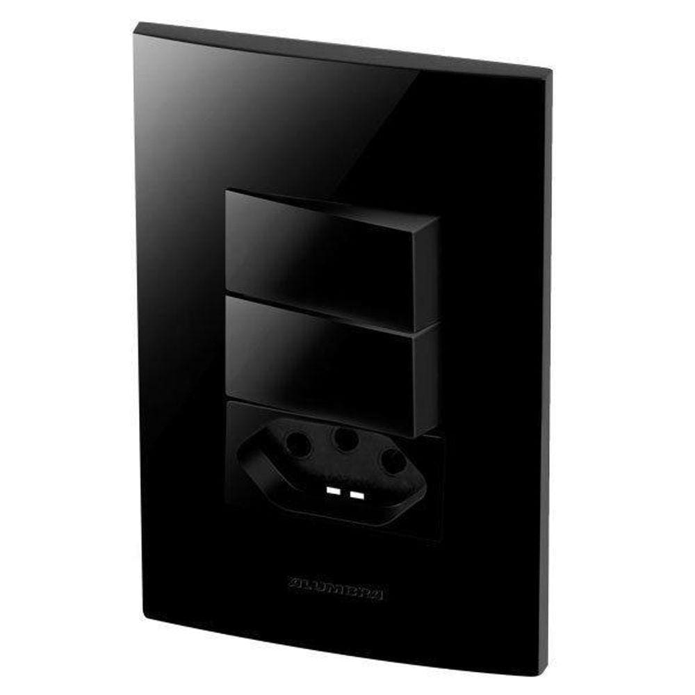 Conjunto 2 Paralelos + 1 Tomada 10A - Inova Black Piano