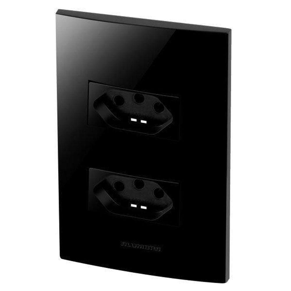 Conjunto 1 Tomada 10A + Tomada 20A - Inova Black Piano