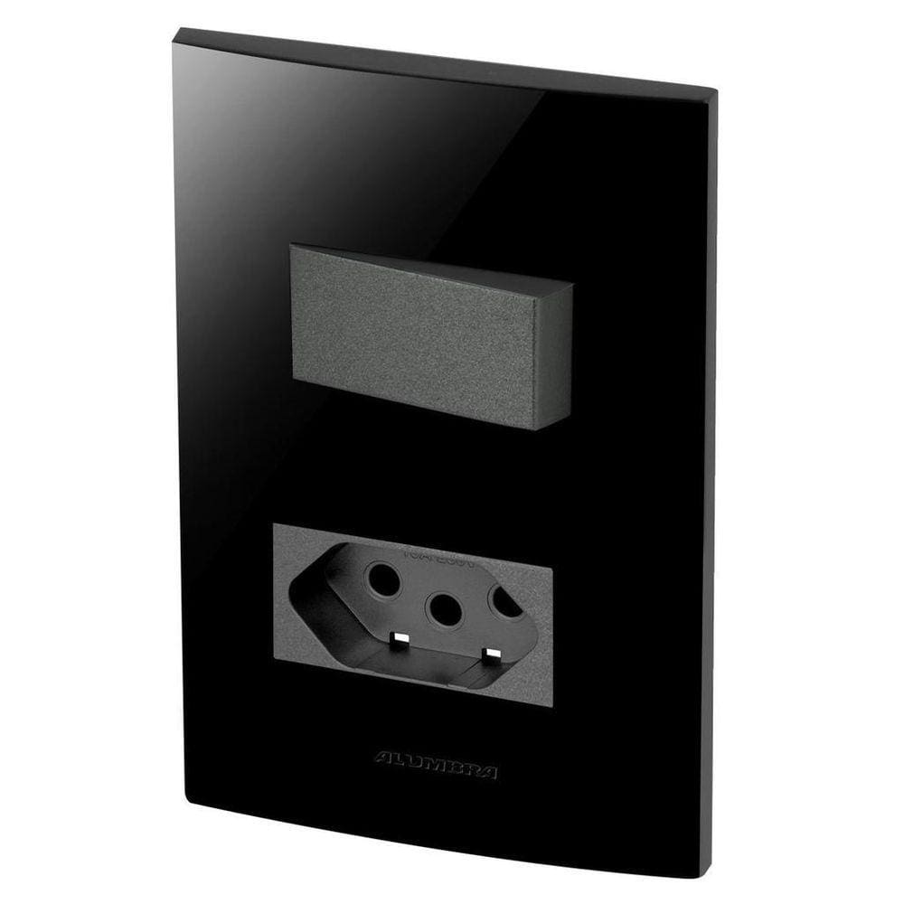 Conjunto 1 Simples + 1 Tomada 10A - Inova Black / Grafite