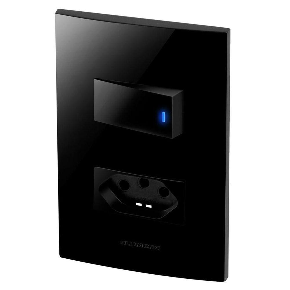 Conjunto 1 Tecla Led + 1 Tomada 20A - Inova Black Piano