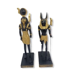 Kit De 2 Deuses Egípcios Rá E Anubis Em Resina 25Cm