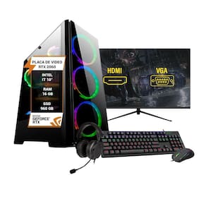 Pc Gamer Completo Intel I7 10 Rtx2060 16Gb Ssd 960Gb 27
