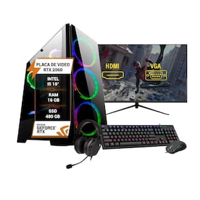 Pc Gamer Completo Intel I5 10 Rtx 2060 Ram 16Gb Ssd 480Gb