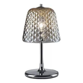 Abajur Luminária Vidro Metal Fumê 47cm - Prateado