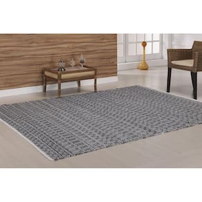 Tapete Indiano Kilim Anand 1,00Mx1,40M Algodão Preto