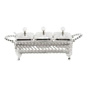 Pote De Especiarias Luxo Pés E Alças Em Metal 25 X 10