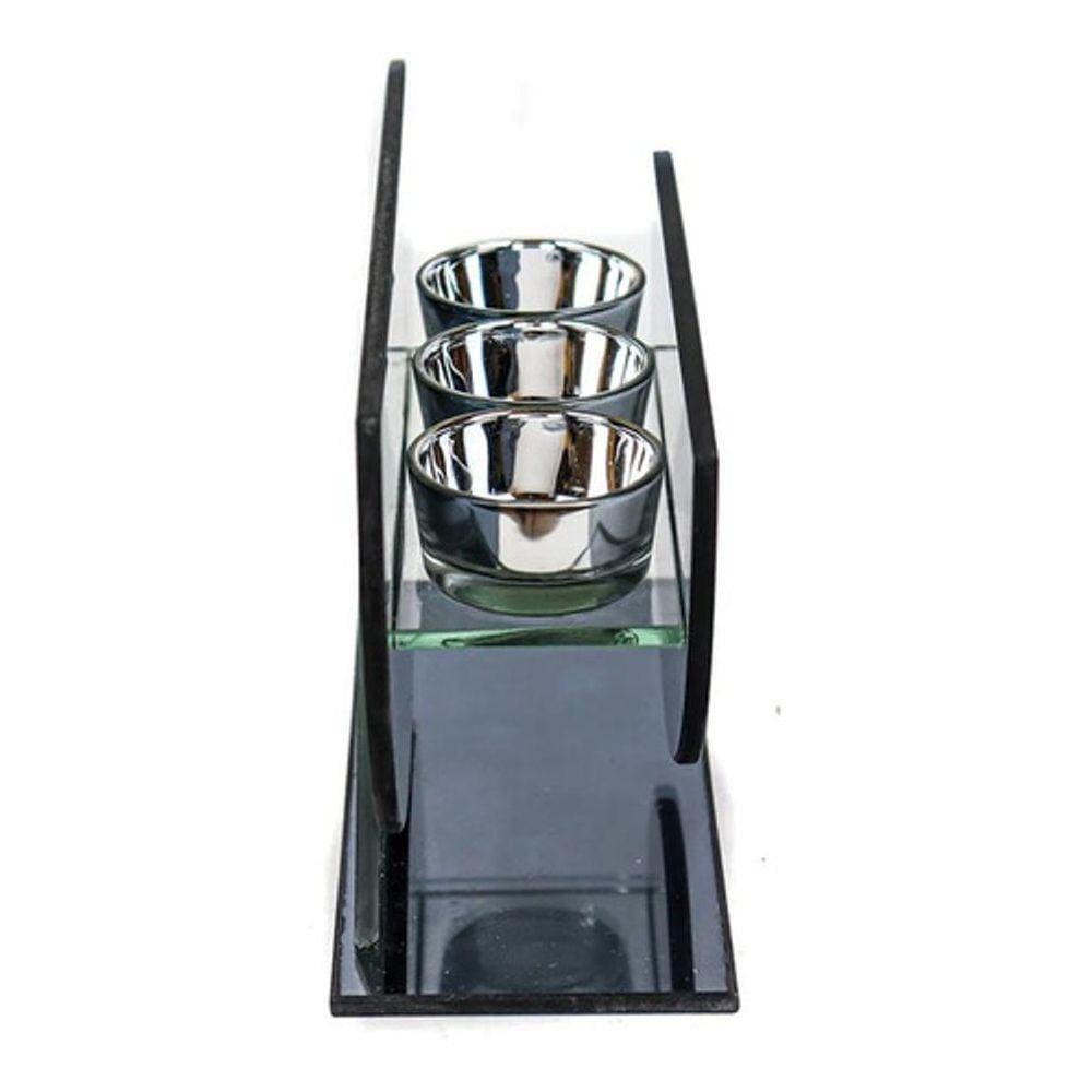 Castiçal De Vidro Porta 3 Velas 13 X 22