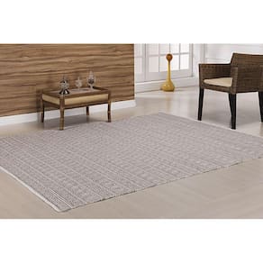 Tapete Indiano Kilim Anand 1,00Mx1,40M Algodão Bege