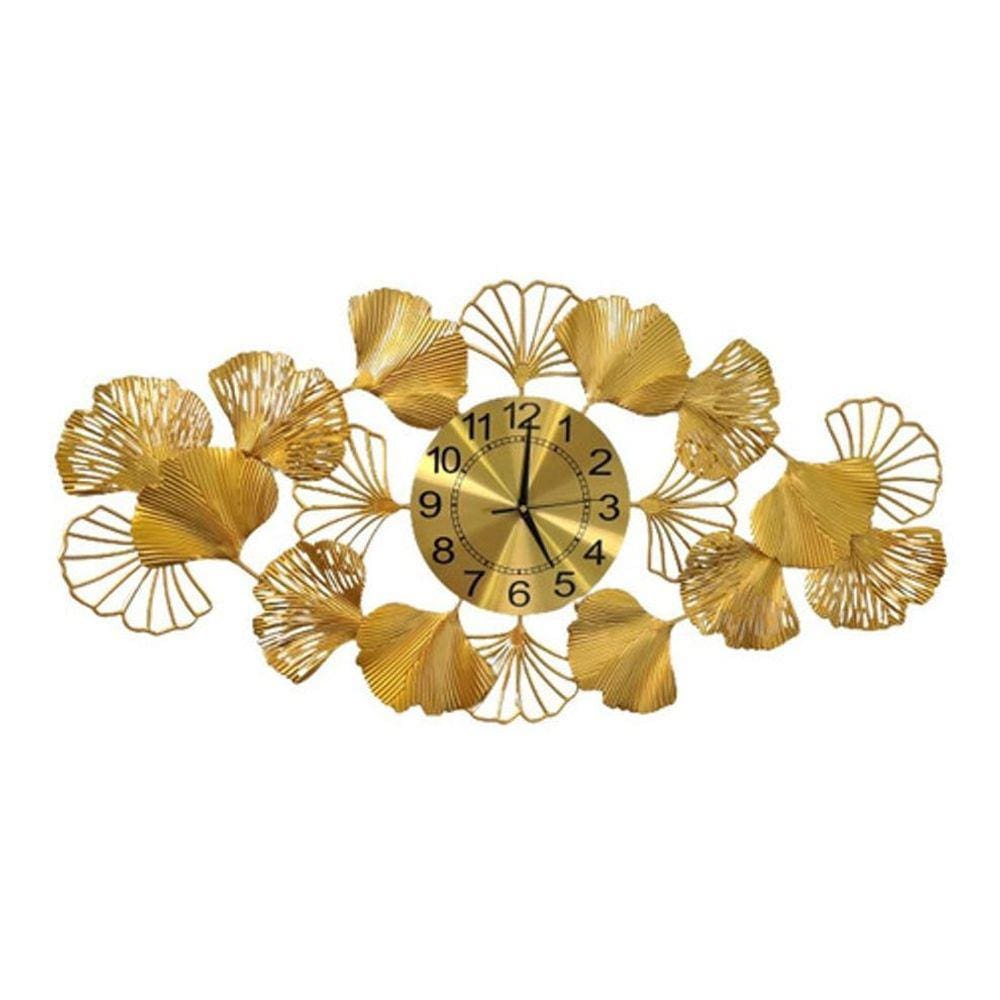 Relógio De Parede 3D Design Europeu Metal Folhas 90X46