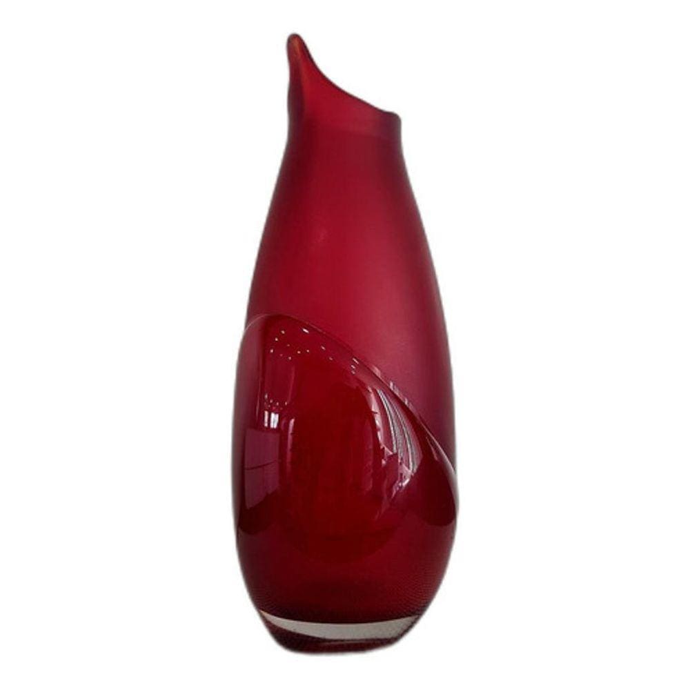 Vaso Murano Decorativo Vermelho Brilhante Com Fosco 40 X 15