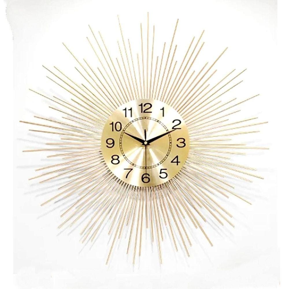 Relógio De Parede Dourado 70Cm Luxuoso Metal Design Europeu