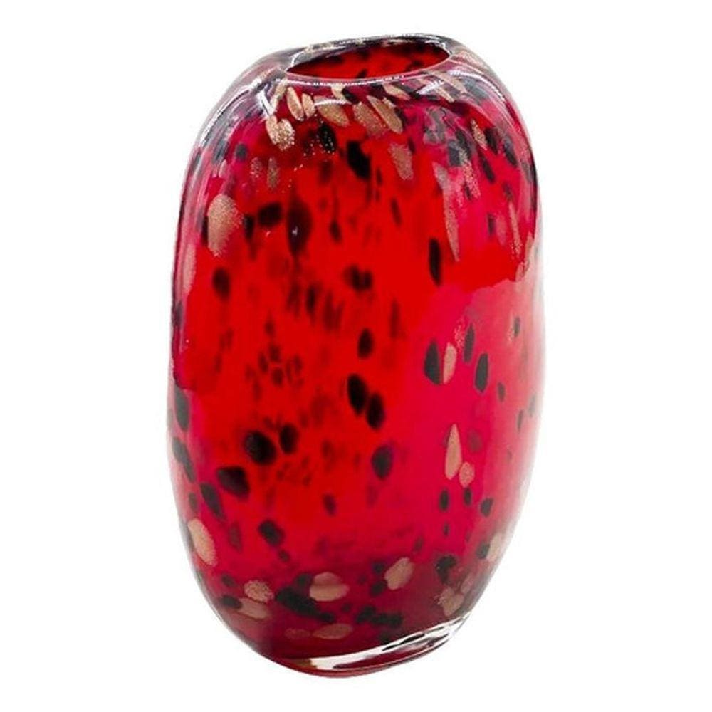 Vaso Murano Decorativo Vermelho Preto Bicolor 27 X 20
