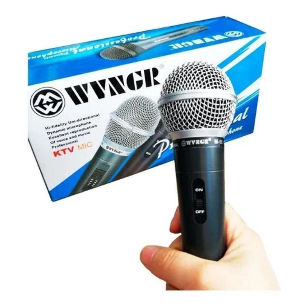 Kit 2 Microfone Profissional Fio Dinâmico Metal Cabo 5Mts