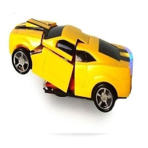 Carrinho Amarelo Vira Super Robo Trasformes Bate Volta Top