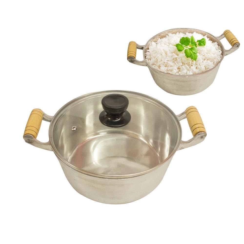 Caçarola Alumínio Fundido Com Tampa De Vidro Pomel N.26