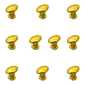 Kit 10 Puxador Para Moveis Oval Dourado Grande Com Parafuso
