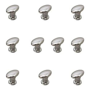 Kit 10 Puxador Para Moveis Oval Cromado Grande Com Parafuso