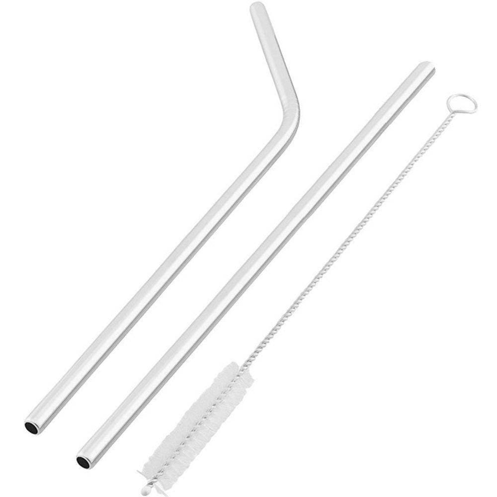 Canudos De Inox Reutilizável Reto E Curvo Com Escova