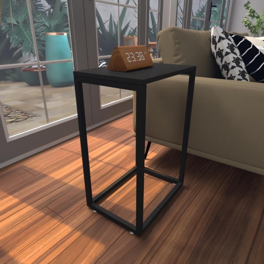 Mesa Lateral Preta Aparador De Sofa Sala Mesa Lateral Cama