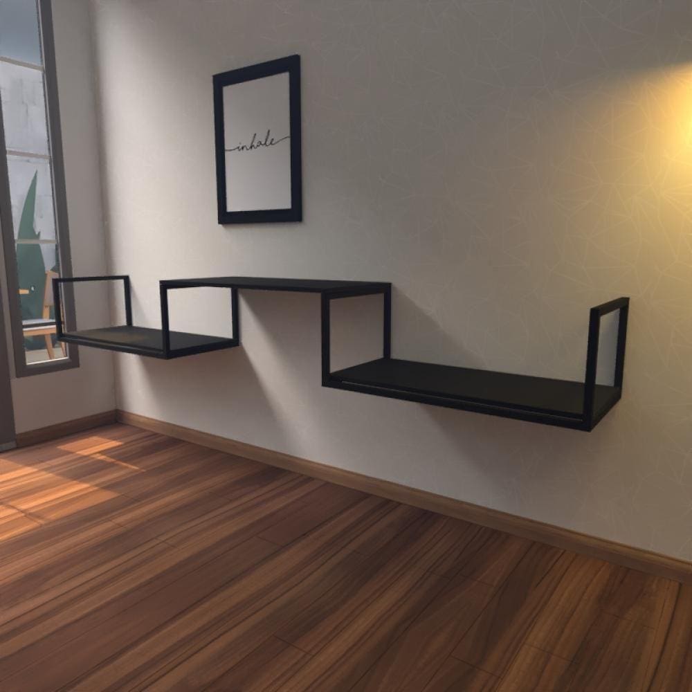 Aparador Industrial Preto Moderno Cantinho Café Escritorio Simples Bancada Suspensa