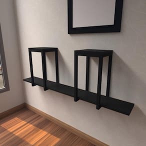 Aparador Industrial Preto Moderno Cantinho Café Escritorio Simples Bancada Suspensa
