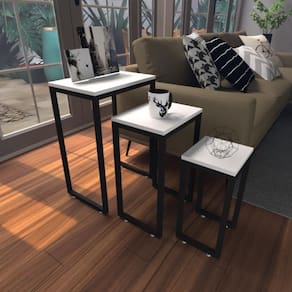 Kit Com 3 Mesa Lateral Branca Aparador De Sofa Sala Mesa Lateral Cama