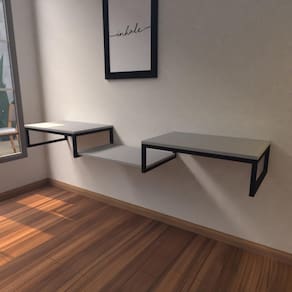 Aparador Industrial Cinza Moderno Cantinho Café Escritorio Simples Bancada Suspensa
