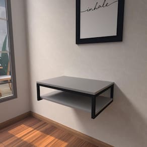 Aparador Industrial Cinza Moderno Cantinho Café Escritorio Simples Bancada Suspensa