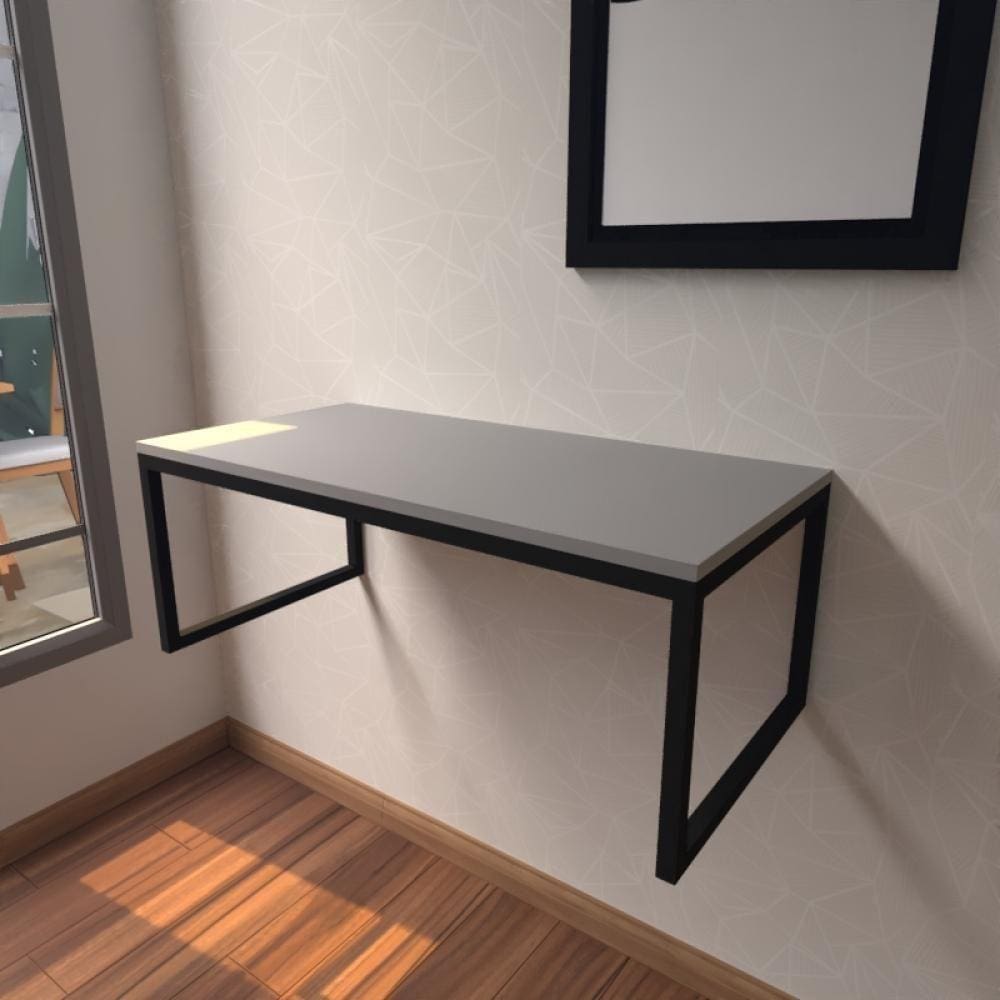 Aparador Industrial Cinza Moderno Cantinho Café Escritorio Simples Bancada Suspensa