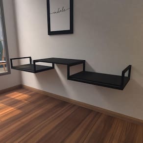 Aparador Industrial Preto Moderno Cantinho Café Escritorio Simples Bancada Suspensa